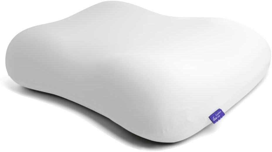 C CUSHION LAB Deep Sleep Pillow, Patented Ergonomic Contour Design for Side & Back Sleepers, Orthopedic Cervical Shape Gently Cradles Head & Provides Neck Support & Shoulder Pain Relief – Calm Grey