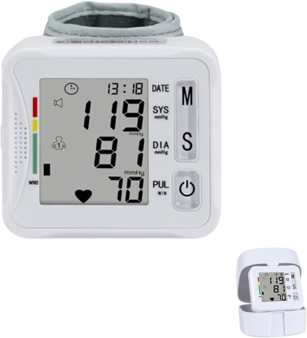 TOPBOMED Electronic Blood Pressure Monitor,Wrist Blood Pressure Monitor 2×99 Reading Memory for Adults Wrist BP Monitor with Carrying Case for Home Use