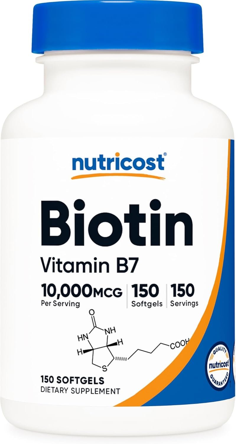 Nutricost Biotin (10,000mcg) 150 Softgels – Gluten Free, Non-GMO