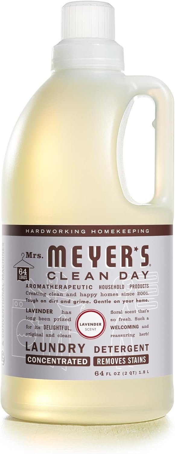 MRS. MEYER’S CLEAN DAY Liquid Laundry Detergent, Biodegradable Formula Infused with Essential Oils, Lavender, 64 oz (64 Loads)
