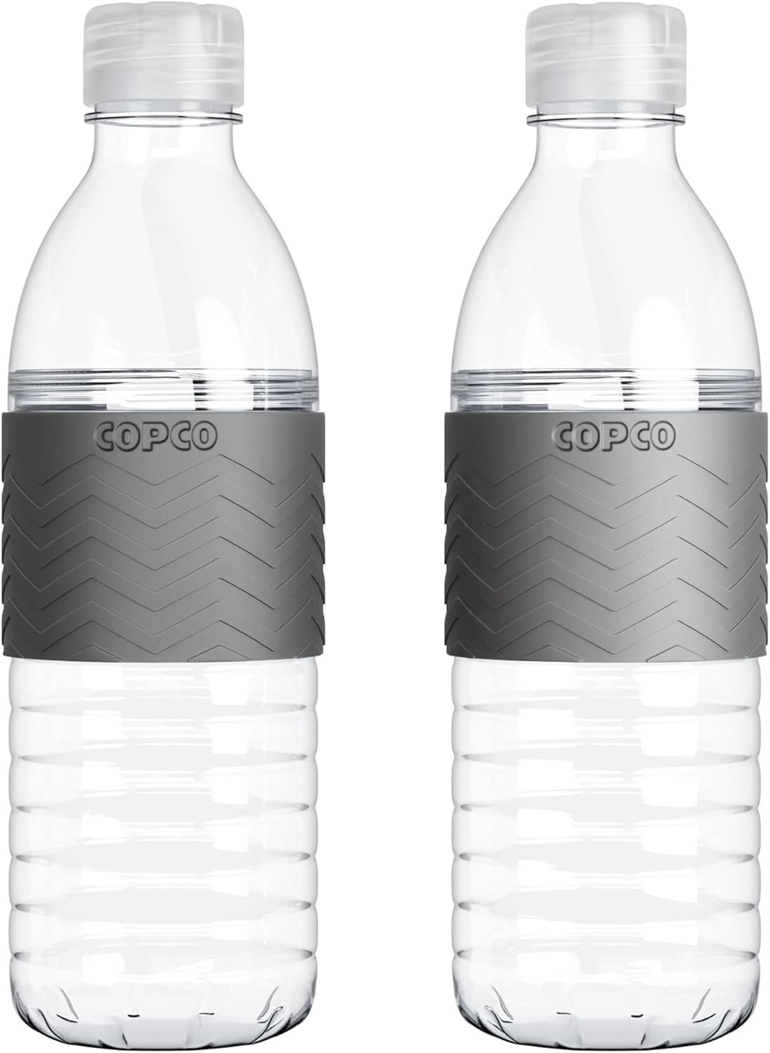 Copco Hydra Water Bottle with Spill-Resistant Lid, 16.9 oz (Set of 2) – Reusable Tritan Non-Slip Sleeve, Twist-Open Body – BPA-Free, Leak-Proof, Durable & Portable for Gym, Office, School (Gray)