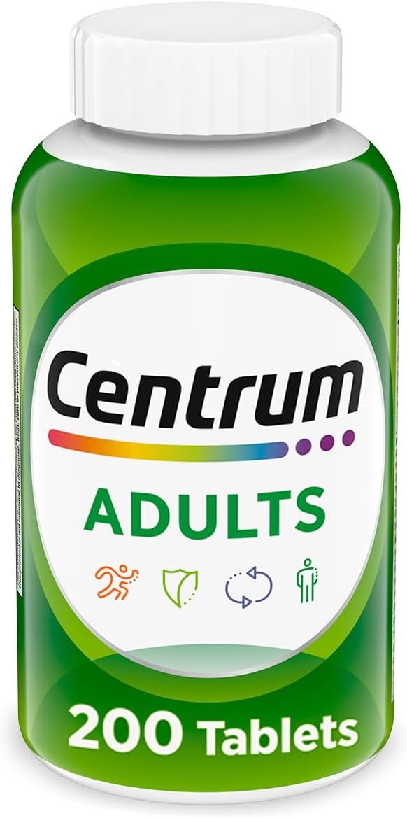 Centrum Adult Multivitamin/Multimineral Supplement with Antioxidants, Zinc, Vitamin D3 and B Vitamins, Gluten Free, Non-GMO Ingredients – 200 Count