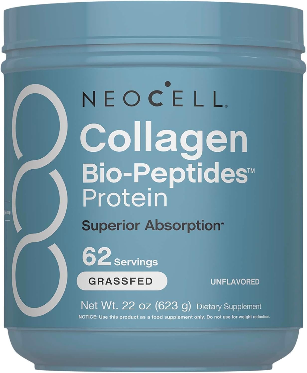 NeoCell Collagen Bio-Peptides Powder | 22oz | Super Hair, Skin, and Nails | Superior Absorption | Grassfed Protein Supplement | Advanced with 18 Essential Amino Acids