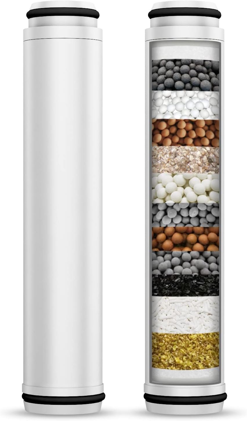 FEELSO Shower Filter for Handheld Shower Head, 2 Pack 15 Stage Replacement Filters for Hard Water Remove Chlorine and Harmful Substances