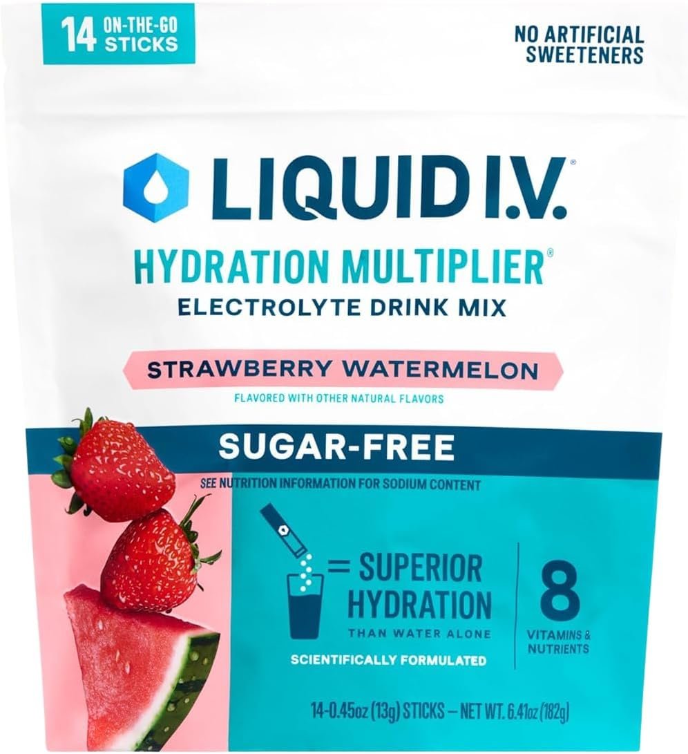 Liquid I.V.® Hydration Multiplier Sugar-Free – Strawberry Watermelon | Electrolyte Powder Drink Mix | 1 Pack (14 Servings)