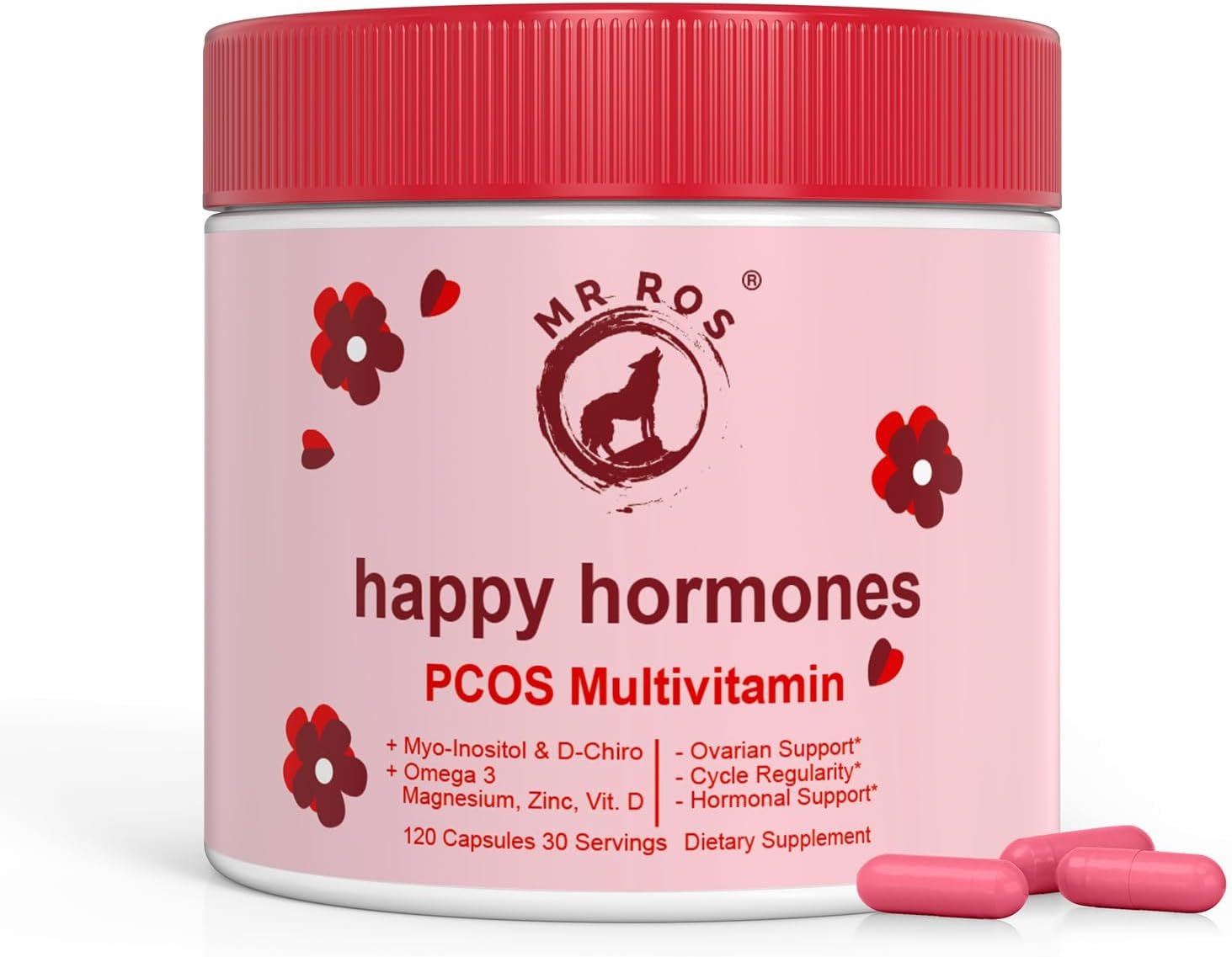 Happy Hormones • PCOS Multivitamin for Women – Myo & D-Chiro Inositol 40:1, Omega-3, Vitamin D3, Zinc & Magnesium • Hormone Balance, Cycle & Energy Support • 120 Vegan Capsules