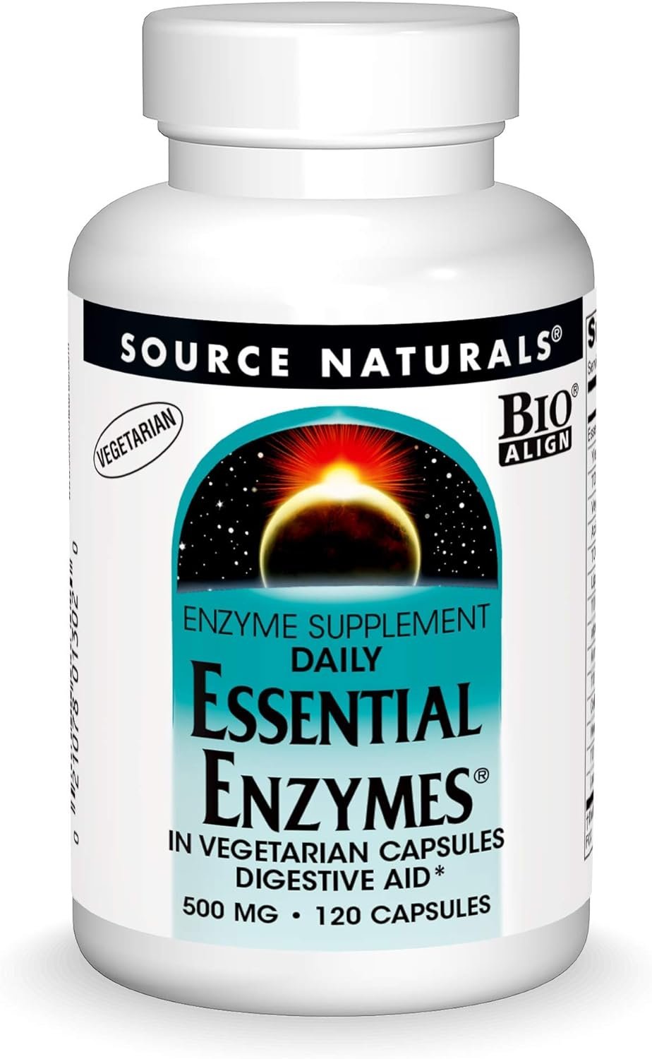 Source Naturals Essential Enzymes 500mg Bio-Aligned Multiple Enzyme Supplement Herbal Defense for Digestion, Gas, Constipation & Bloating Relief – Supports Immune System* – 120 Vegetarian Capsules