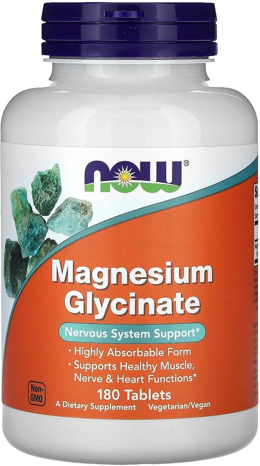 NOW Foods Supplements, Magnesium Glycinate 100 mg, Highly Absorbable Form, 180 Tablets