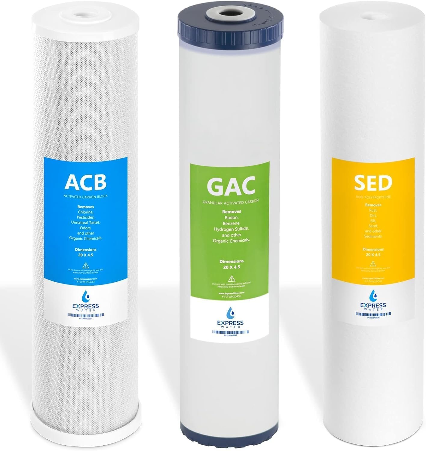 EXPRESS WATER FLTWH2045CGS1 Whole House Replacement Water Filter Set, 3 Count (Pack of 1), White