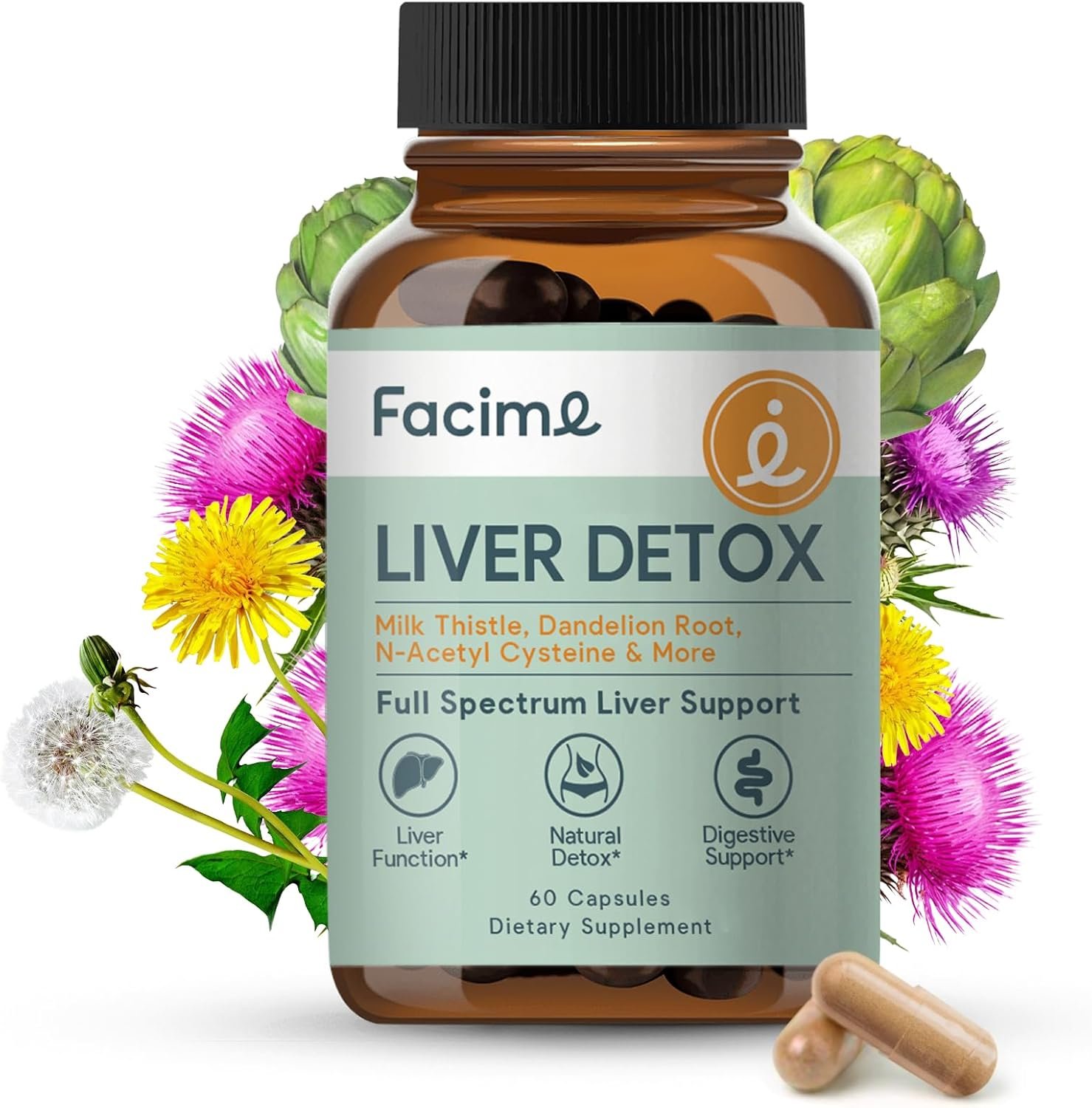 Full Spectrum Liver Cleanse Detox & Repair – Advanced Liver Support Supplement with Milk Thistle Liver Detox, NAC, ALA & Dandelion – Herbal Liver Support for Liver Health, Made in USA, 60 Capsules