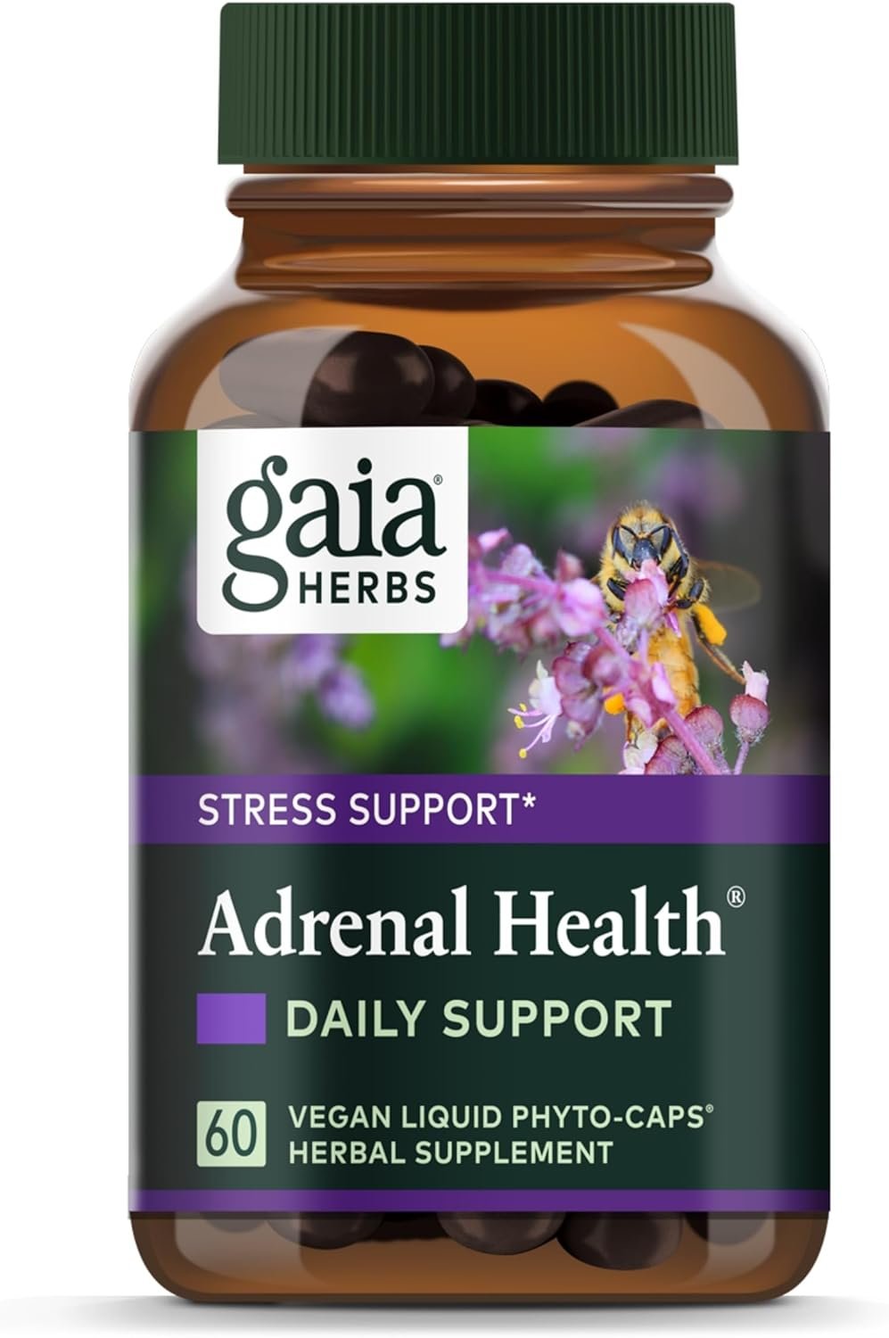 Gaia Herbs Adrenal Health Daily Support – Herbal Supplement with Ashwagandha, Holy Basil & Schisandra – Help Maintain Healthy Energy & Stress Levels* – 60 Vegan Liquid Phyto-Capsules (60-Day Supply)