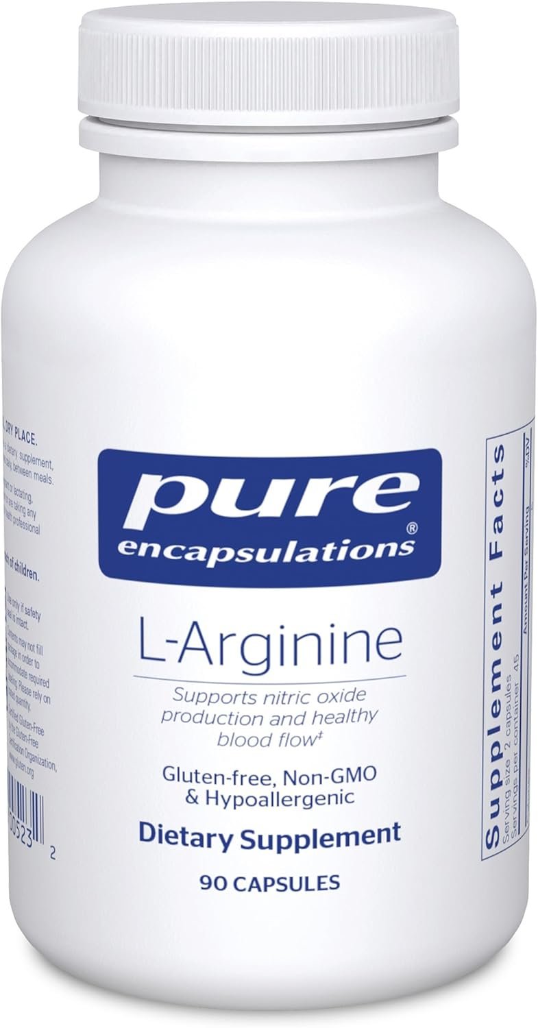 Pure Encapsulations L-Arginine – 1,400 mg – Support Nitric Oxide Production – Heart Health & Blood Flow – Gluten Free & Non-GMO – 90 Capsules