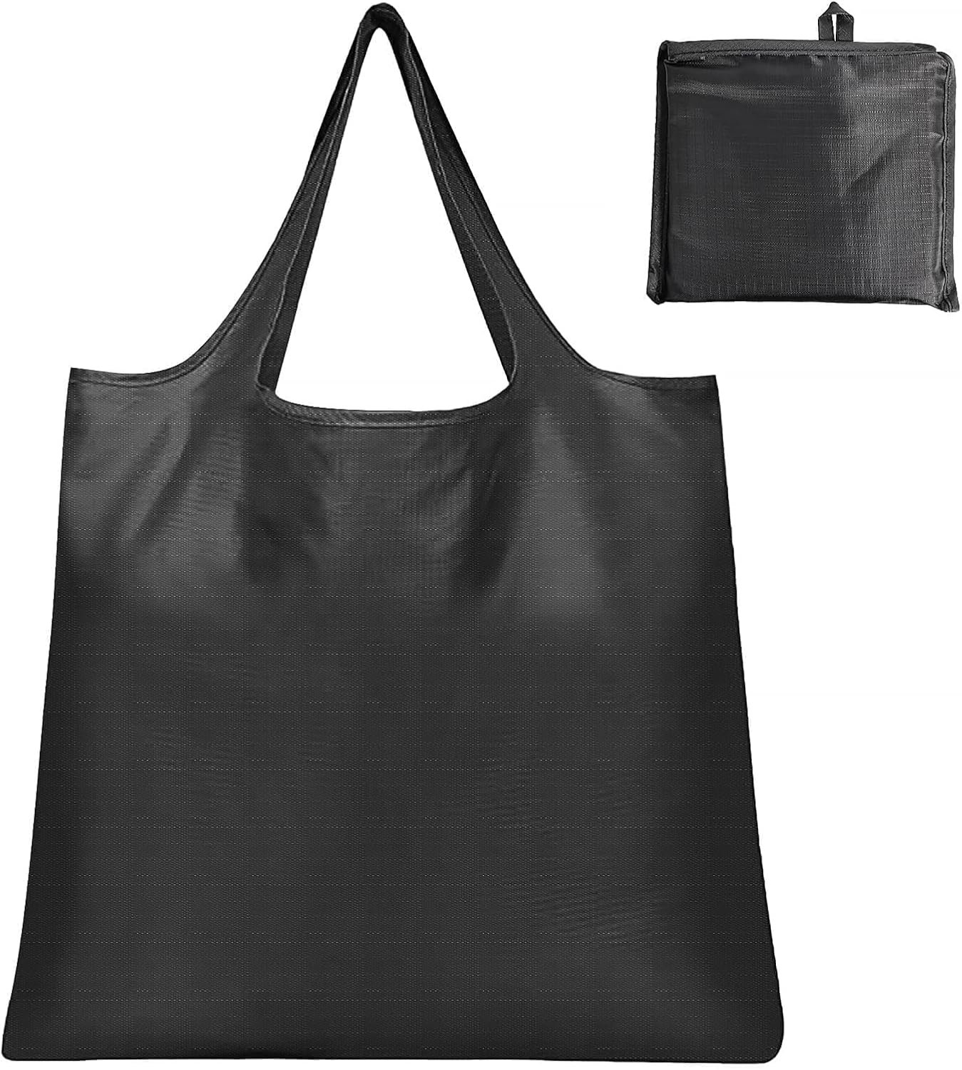 Large Foldable Shopping Bag, Reusable Grocery Bag, Used for Shopping. Reusable Handbag Weighing Up to 50 Pounds, Nylon Tote Bag, Waterproof, Washable(Black)