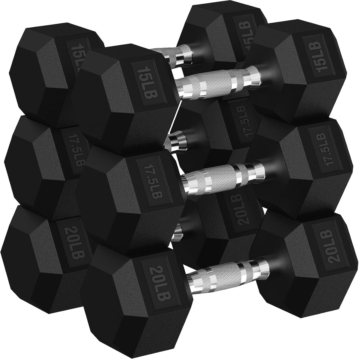 Hex Dumbbell Set, 30-480 lb Set Rubber Encased Exercise & Fitness Dumbbells, Weights Dumbbells Set, Hand Weight for Strength Training