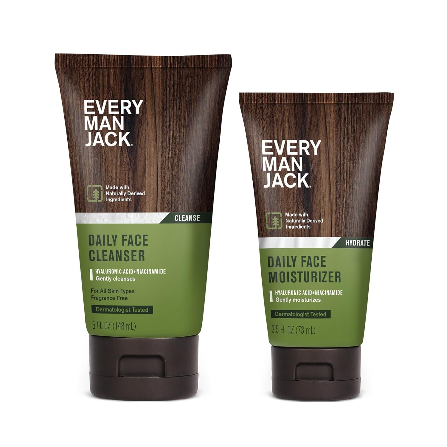 Every Man Jack Daily Face Wash & Moisturizer Bundle for Men – Hydrating Skincare Routine with Hyaluronic Acid, Niacinamide & Aloe