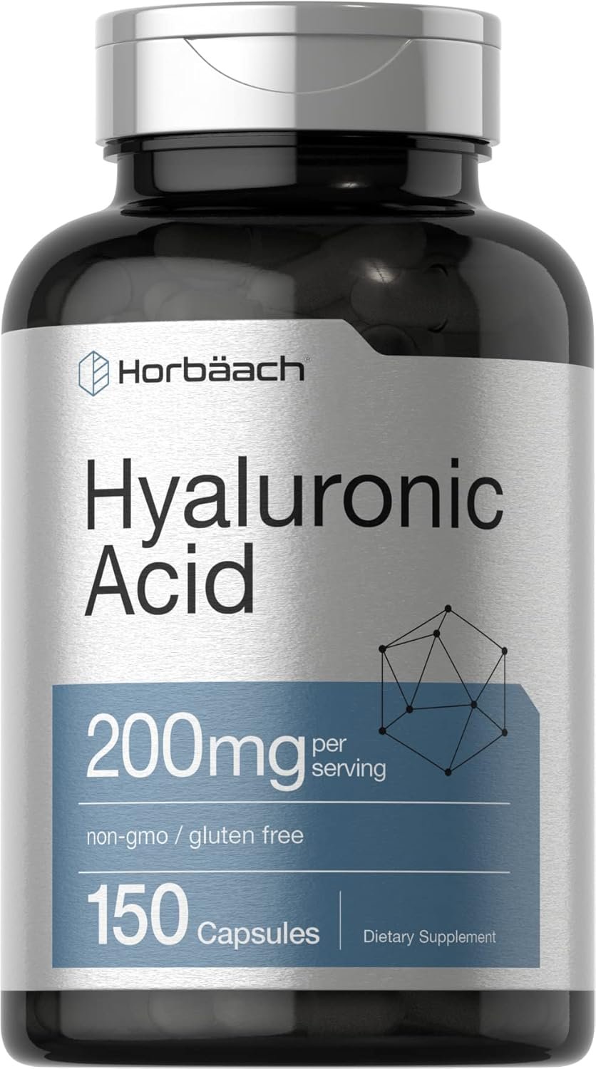 Horbäach Hyaluronic Acid Supplement | 200 mg | 150 Capsules | Non-GMO and Gluten Free Supplement