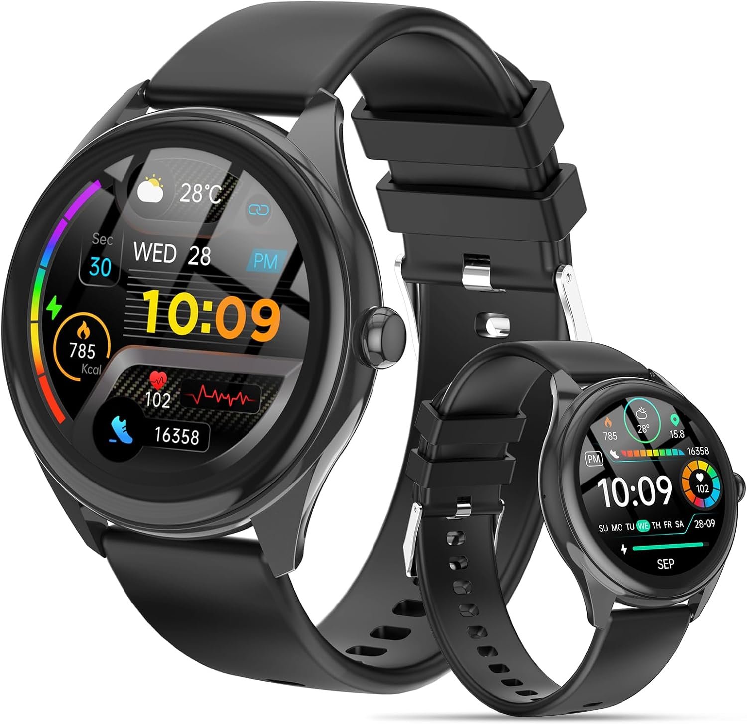 Smart Watches for Women Men, 1.39″ HD IPS Touchscreen Smartwatch with 120 Sports Modes, Heart Rate/Sleep Monitor, IP67 Waterproof, Bluetooth Call & Music Control for iPhone/Android (Black)