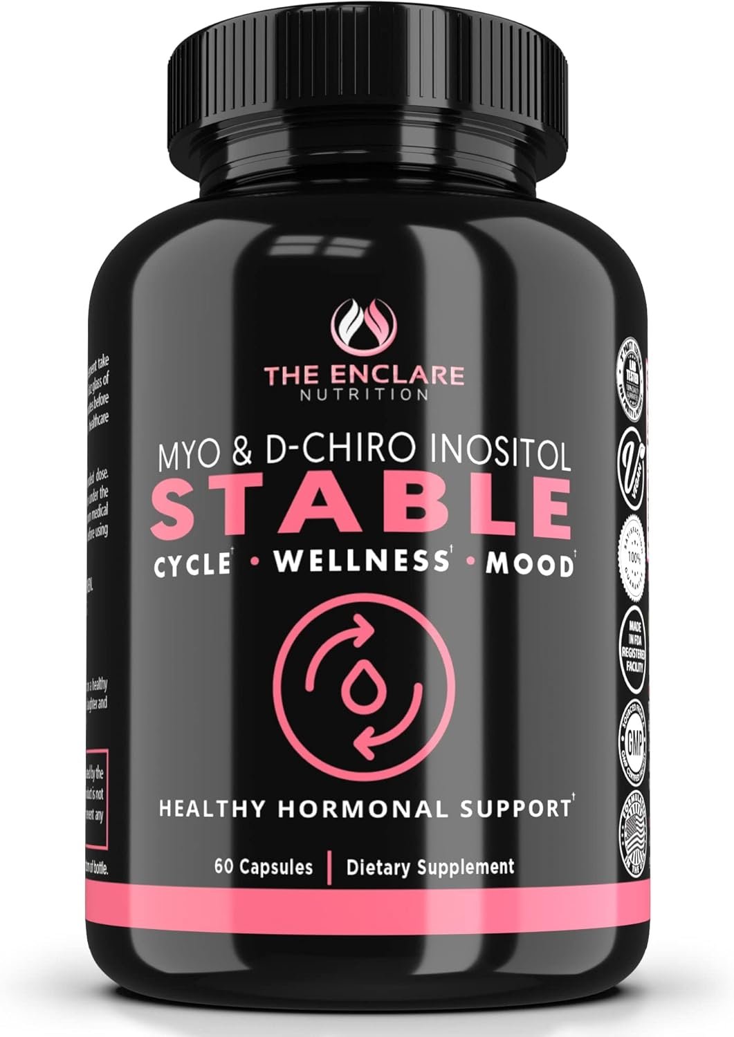 THE ENCLARE NUTRITION Myo-inositol, D-Chiro Inositol Capsules (Optimal 40:1 Ratio) | Fertility, Natural PCOS Supplements for Women, Hormone Balance, Healthy Ovarian Support