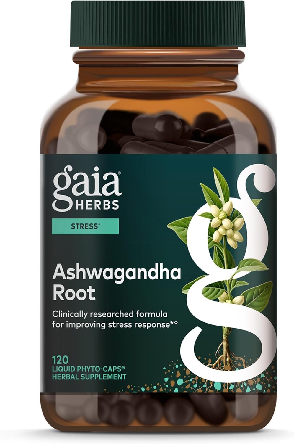 Gaia Herbs Ashwagandha Root – Stress Relief & Sleep Support Supplement – Supports Balanced Energy Levels & Positive Outlook* – 120 Vegan Liquid Phyto Capsules (60-Day Supply)