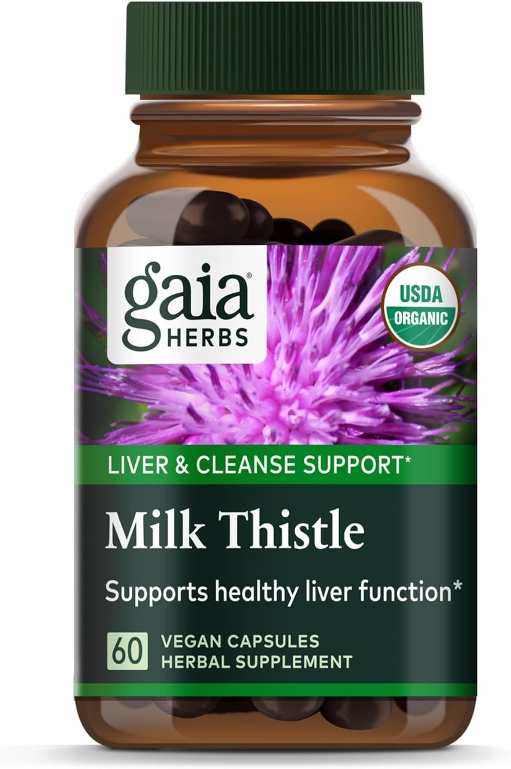 Gaia Herbs Milk Thistle – Liver Supplement & Cleanse Support for Helping to Maintain Healthy Liver Function* – 60 Vegan Capsules (20-Day Supply)