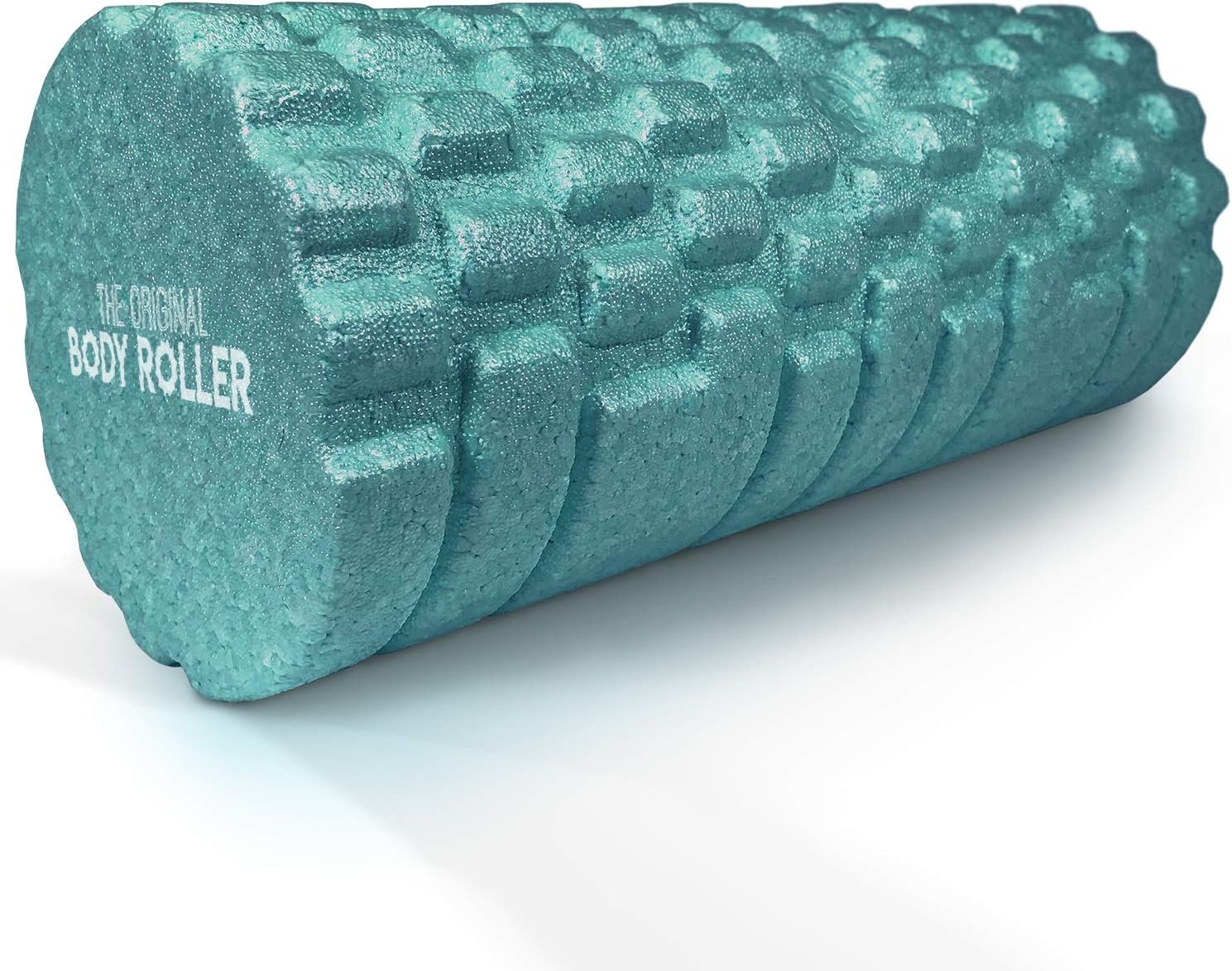 High Density Foam Roller Massager for Deep Tissue Massage of The Back and Leg Muscles – Self Myofascial Release of Painful Trigger Point Muscle Adhesions – 13″ Turquoise