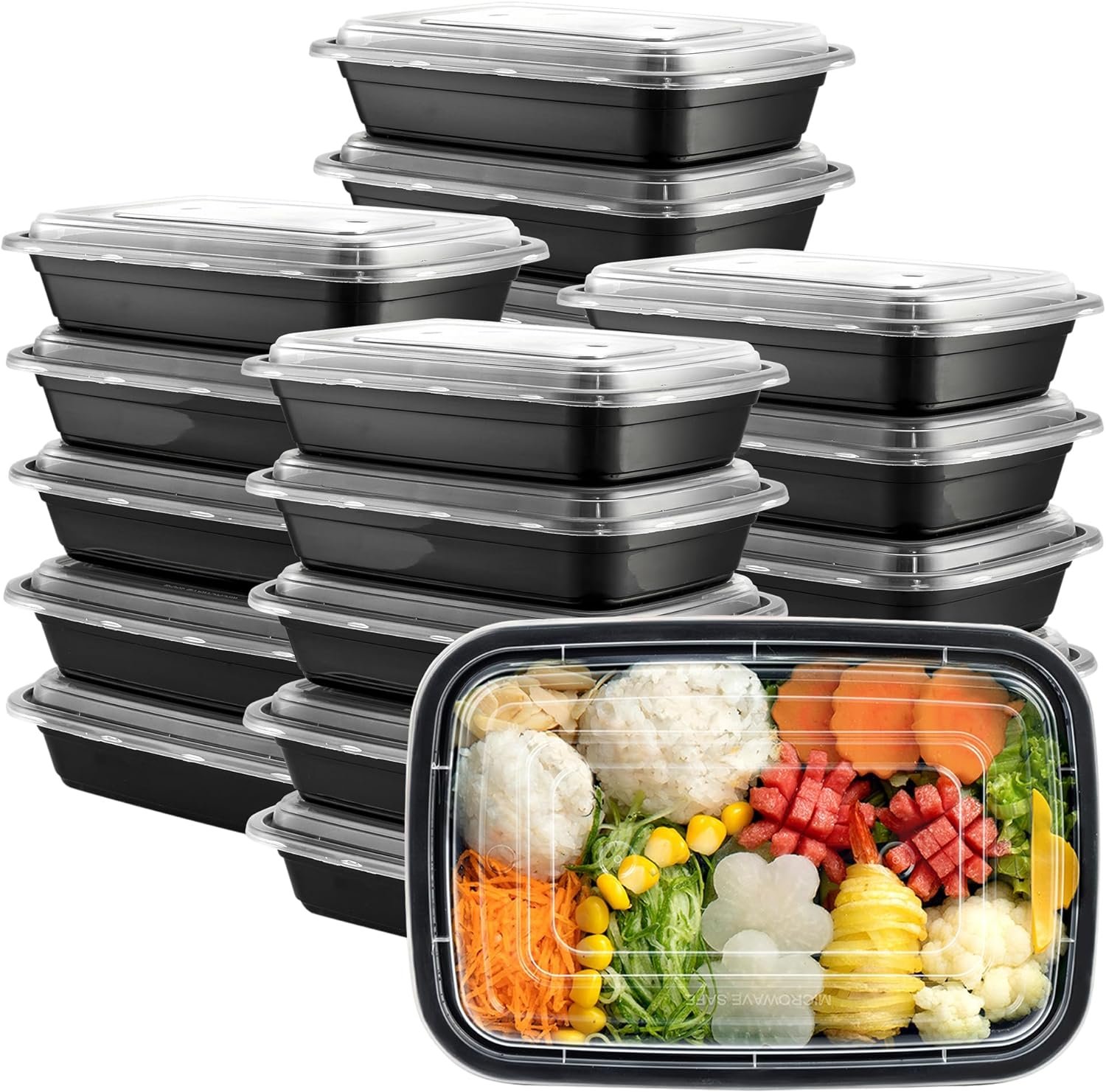 GUSTO [28 oz – 50 Count 1-Compartment Meal Prep Containers with Lids – Reusable, Microwaveable, Dishwasher & Freezer Safe, BPA-Free Food Storage Boxes for Portion Control (Formerly Comfy Package)