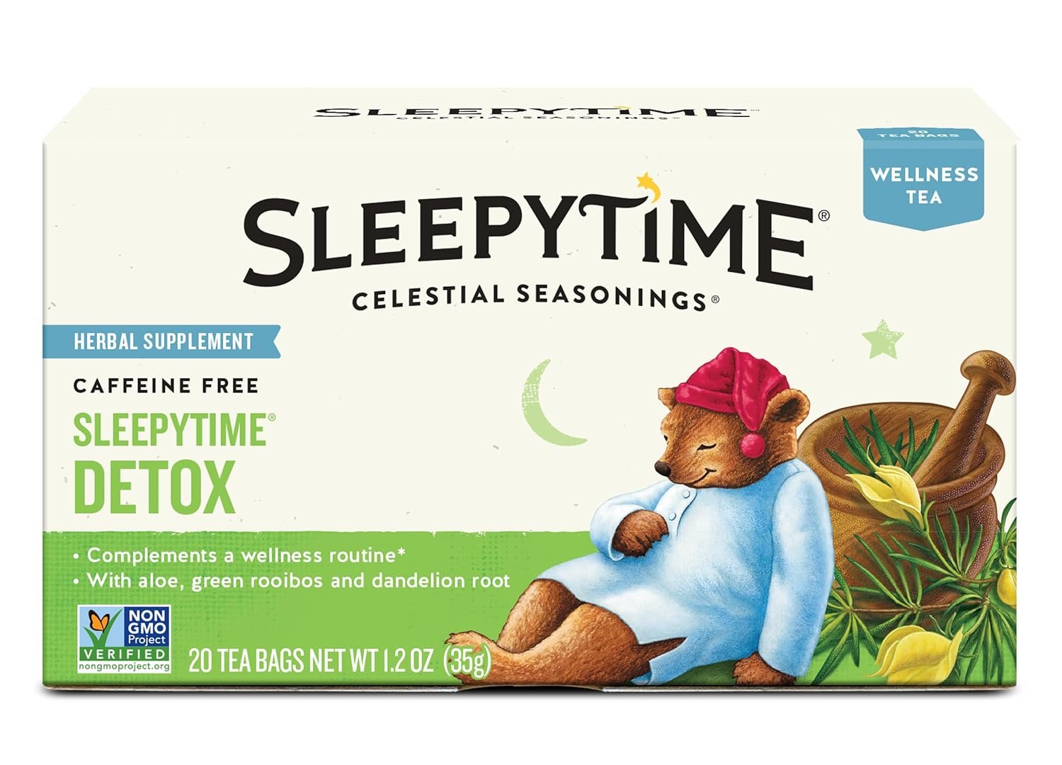 Celestial Seasonings Sleepytime Wellness Detox Tea, Caffeine Free, 20 Tea Bags Box