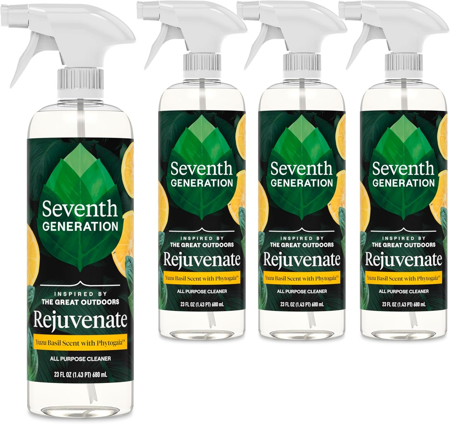 Seventh Generation All Purpose Cleaner Rejuvenating Yuzu Basil, For All Surfaces, 23 fl oz, Pack of 4