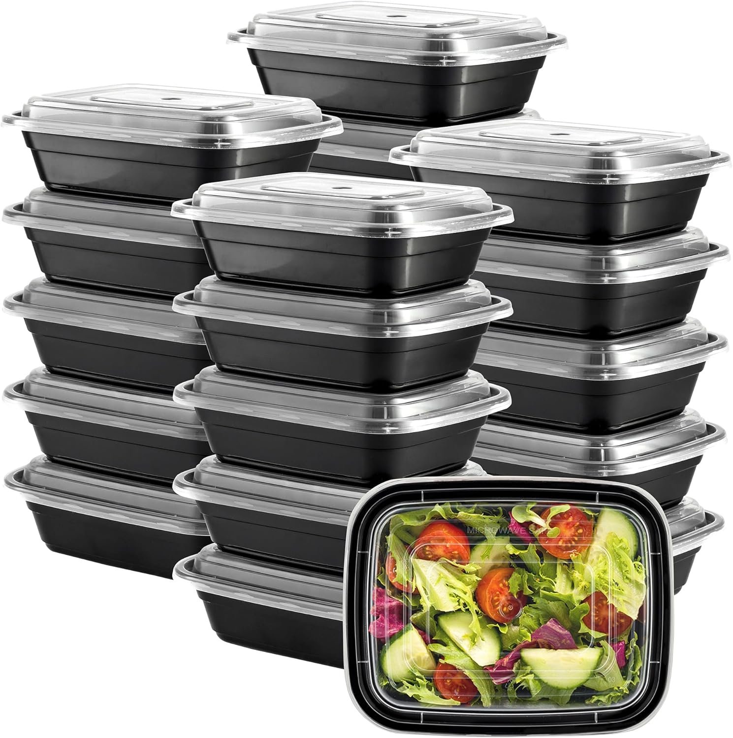 GUSTO [12 oz – 50 Count 1-Compartment Meal Prep Containers with Lids – Reusable, Microwaveable, Dishwasher & Freezer Safe, BPA-Free Food Storage Boxes for Portion Control (Formerly Comfy Package)