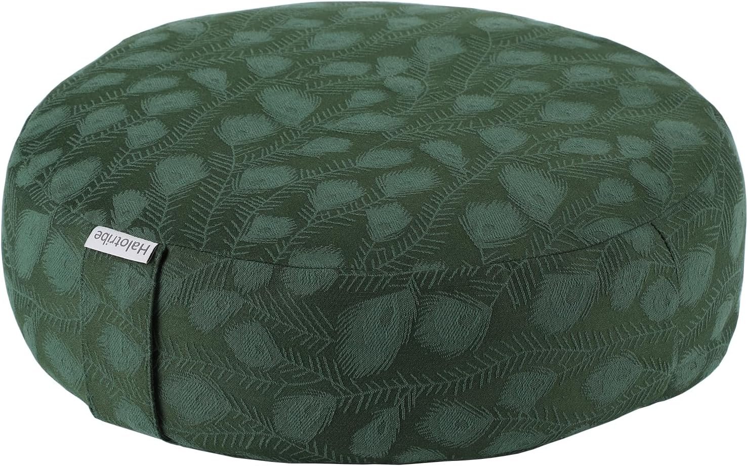 Meditation Cushion, Comfortable Meditation Pillow with Peacock Feather Jacquard Cover. Buckwheat Hull Filled Zafu Floor Pillow 16 * 16 * 5 in