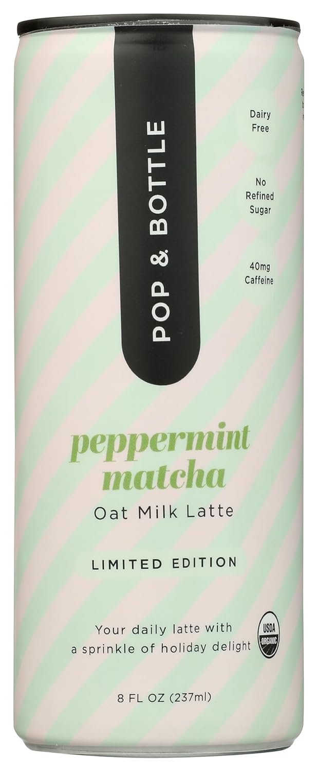 POP AND BOTTLE Organic Peppermint Matcha Oat Milk Latte, 8 FZ
