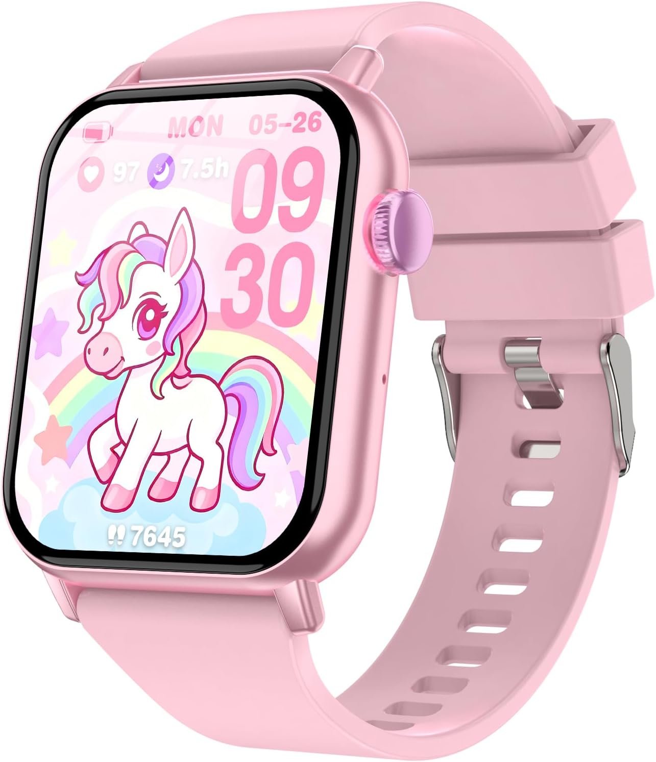 Smart Watch for Kids, 12 Puzzle Games HD Touch Screen Watches, Step Counter, Heart Rate and Sleep Monitor, Flashlight, Music Player,12/24 hr Educational Toys Birthday Gifts for Girls Ages 6-12 (Pink)