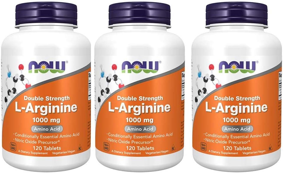 Now Foods L-Arginine 1000mg, 120 Tablets (Pack of 3)