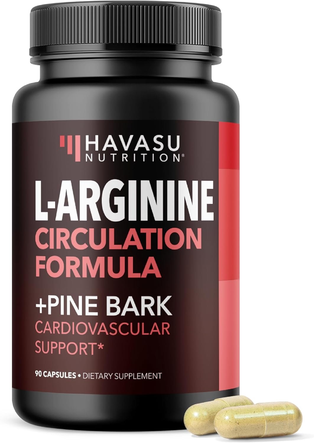 L-Arginine 1800mg and Pine Bark Extract 100mg – Nitric Oxide Supplement for Men – Performance Supplement for Men’s Health – 90 Count – Endurance, Recovery Support – Vegan, Non-GMO Capsules