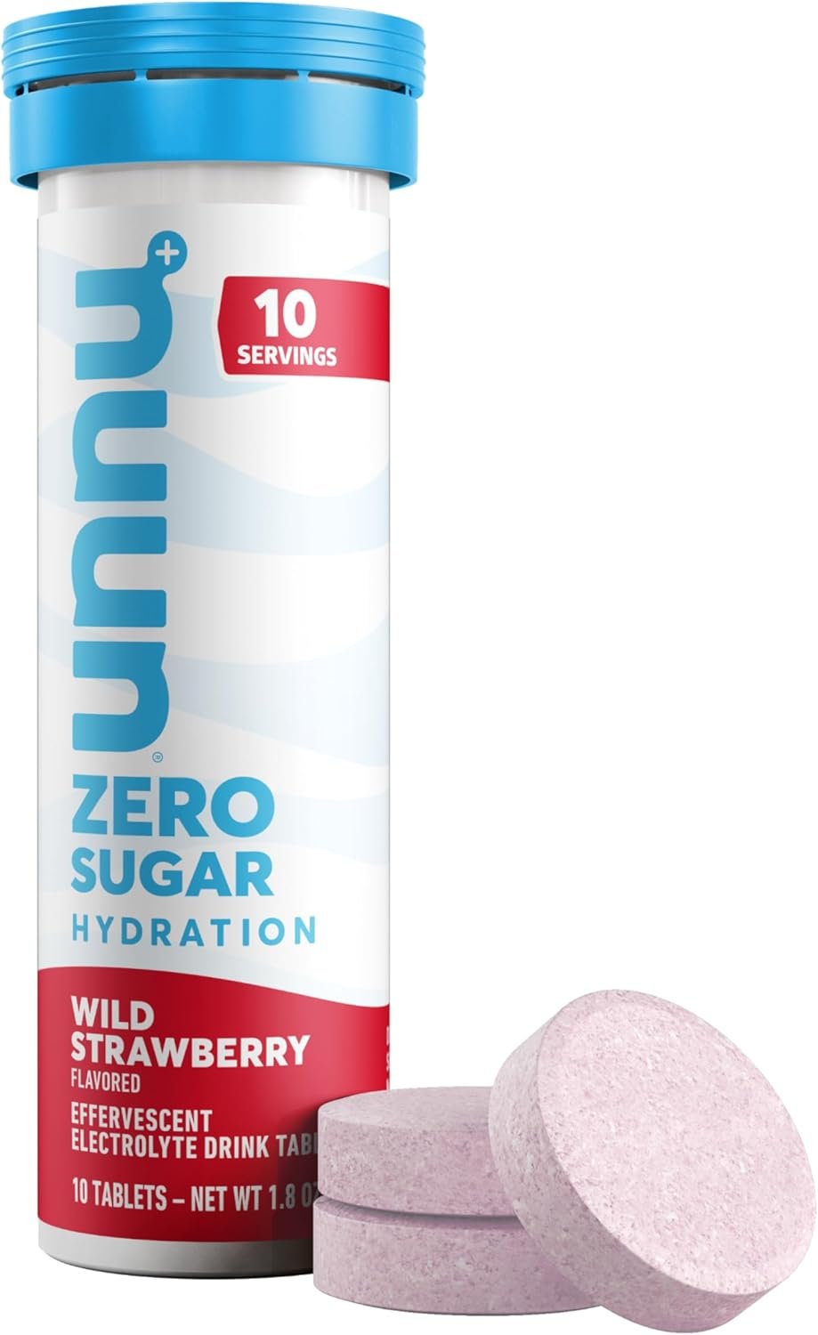 Nuun Zero Sugar Hydration Electrolyte Tablets – Sodium, Potassium, Chloride, Calcium, Magnesium, Light & Delicious Fruit Flavors, No Sugar, Gluten Free, Vegan, Wild Strawberry (80 Total Servings)