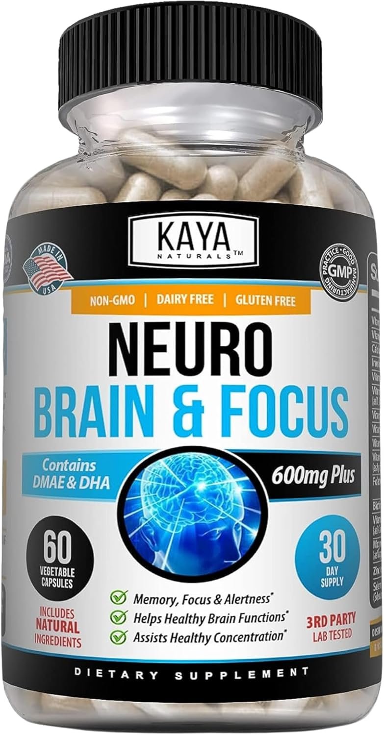 Kaya Naturals – Neuro Brain for Memory & Focus – Nootropic Energy Capsule – Nootropic Brain Support Supplement – Focus & Concentration & Learning Accuracy – Cognitive Function – 60 Count
