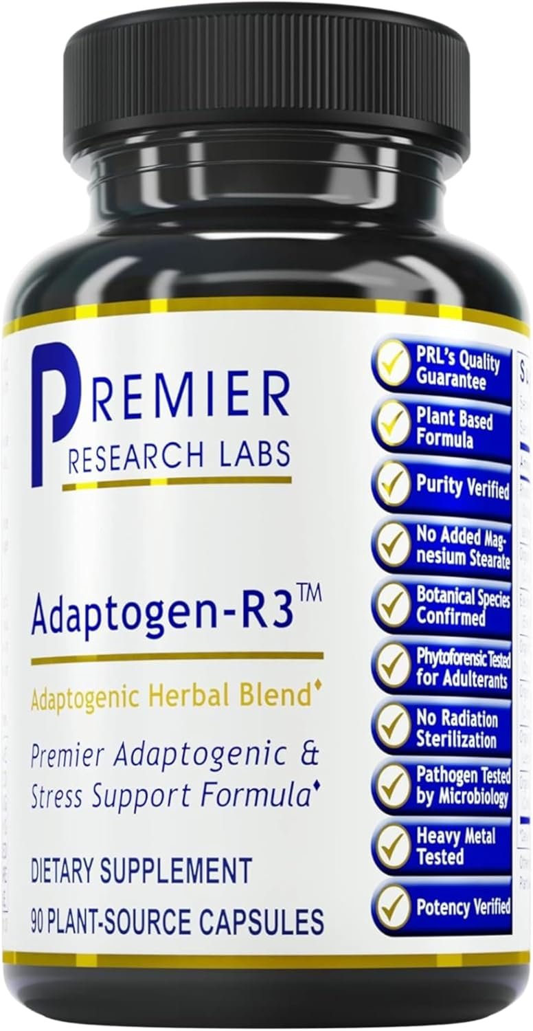 Premier Research Labs Adaptogen-R3 Supplement – Rhodiola Rosea Supplement with Maca Root, Adaptogen Complex for Stress, Heart & Metabolic Health – 90 Vegetarian Capsules