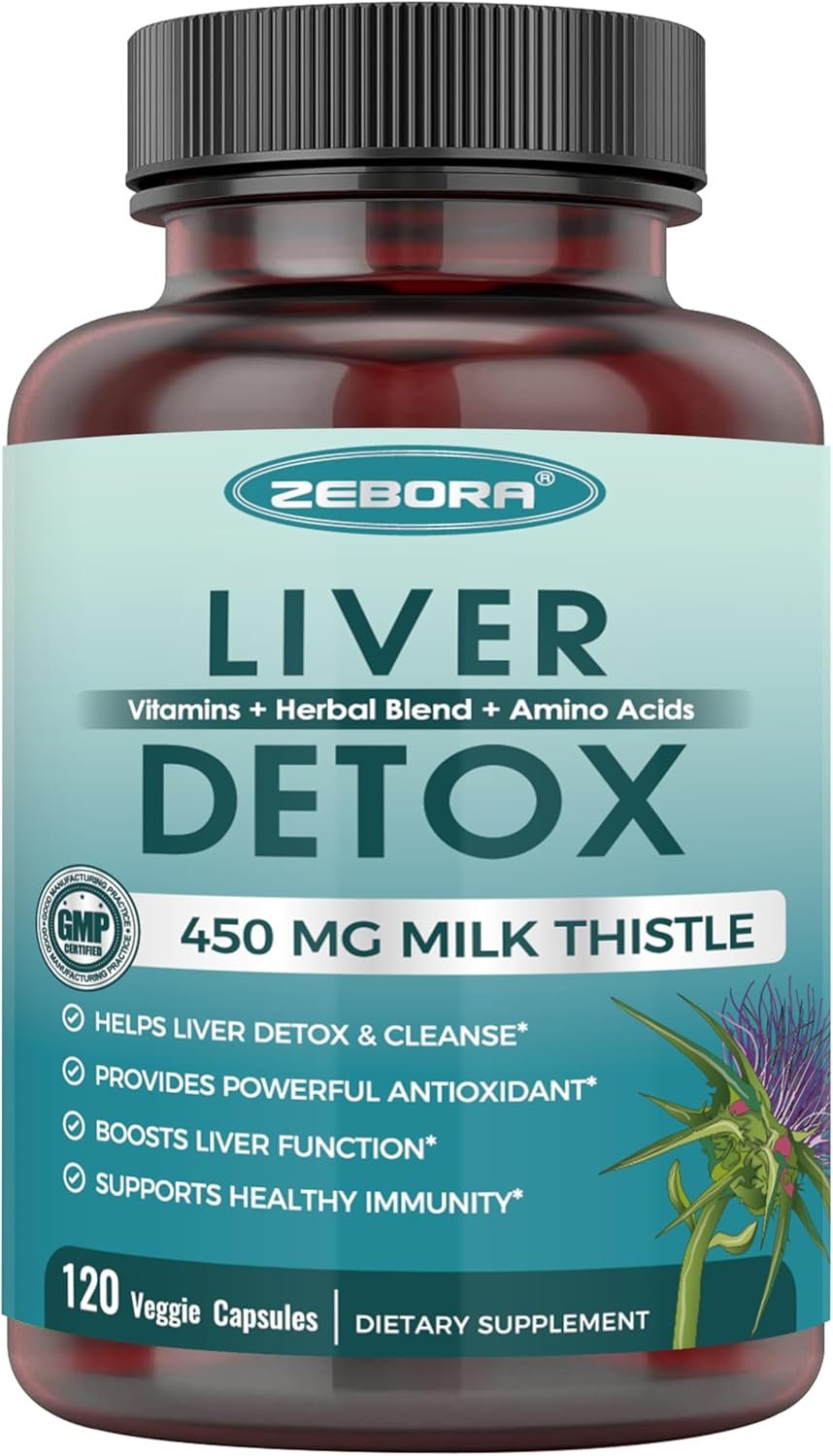 Milk Thistle Supplement for Liver Cleanse Detox & Repair, Liver Supplement with 450 mg Milk Thistle Extract (80% Silymarin) for Liver Support and Health, GMO-Free, 120 Veggie Capsules (60 Day-Supply)