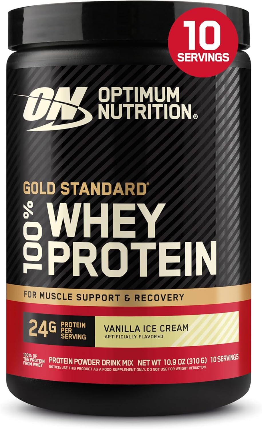 Optimum Nutrition Gold Standard 100% Whey Protein Powder, Vanilla Ice Cream, 0.68 Pound (Pack of 1)