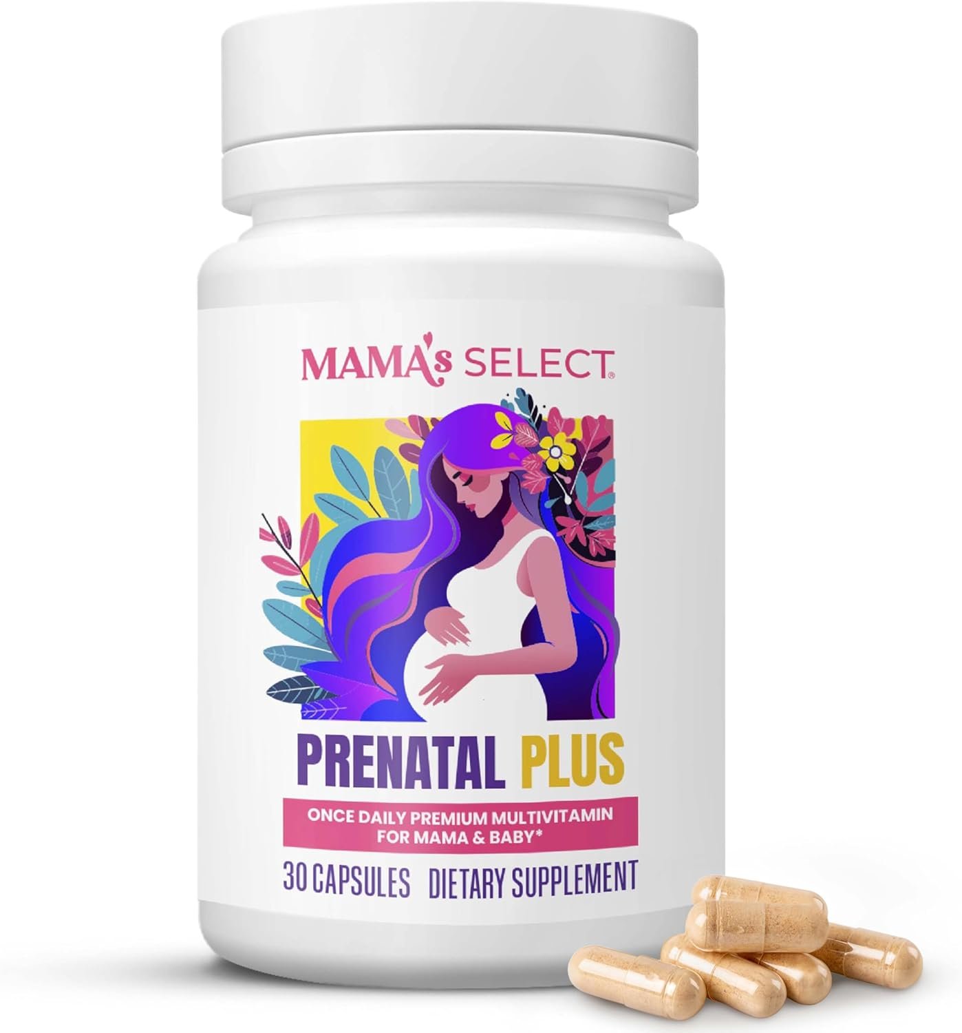 Mama’s Select Prenatal Vitamins for Women – Allergen-Free, MTHFR Friendly, Methylated Folate & B Vitamins, Easy-to-Digest, Supports Fetal Development, Once Daily, Vegan, No Biotin
