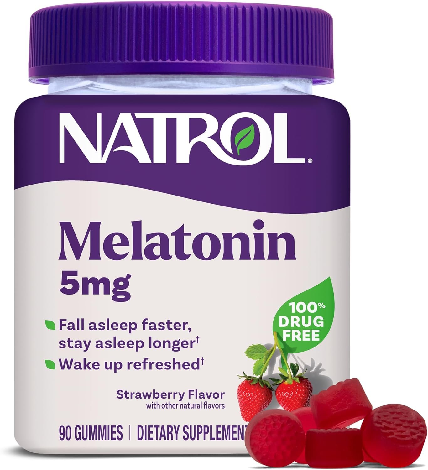 Natrol Melatonin Gummies, Sleep Support, 90 Strawberry-Flavored Adult Melatonin Gummies, 5 mg Sleep Aids for Adults