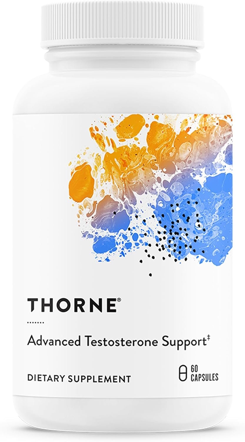THORNE – Advanced Testosterone Support – Men’s Health Supplement – Supports Healthy Testosterone Levels & Muscle Fatigue* – with Ashwagandha, Shilajit & Zinc – Gluten, Dairy & Soy-Free – 30 Servings