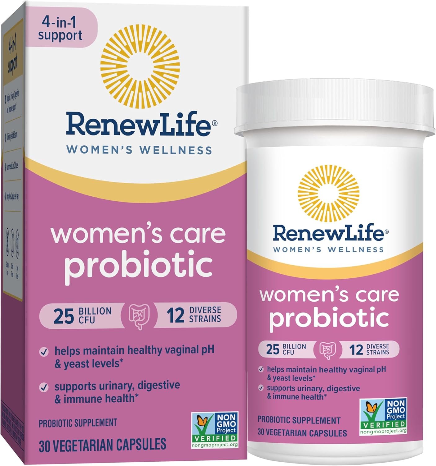 Renew Life Women’s Probiotic Capsules, Supports pH Balance for Women, Vaginal, Urinary, Digestive and Immune Health, L. Rhamnosus GG, Dairy, Soy and Gluten-Free, 25 Billion CFU – 30 Ct