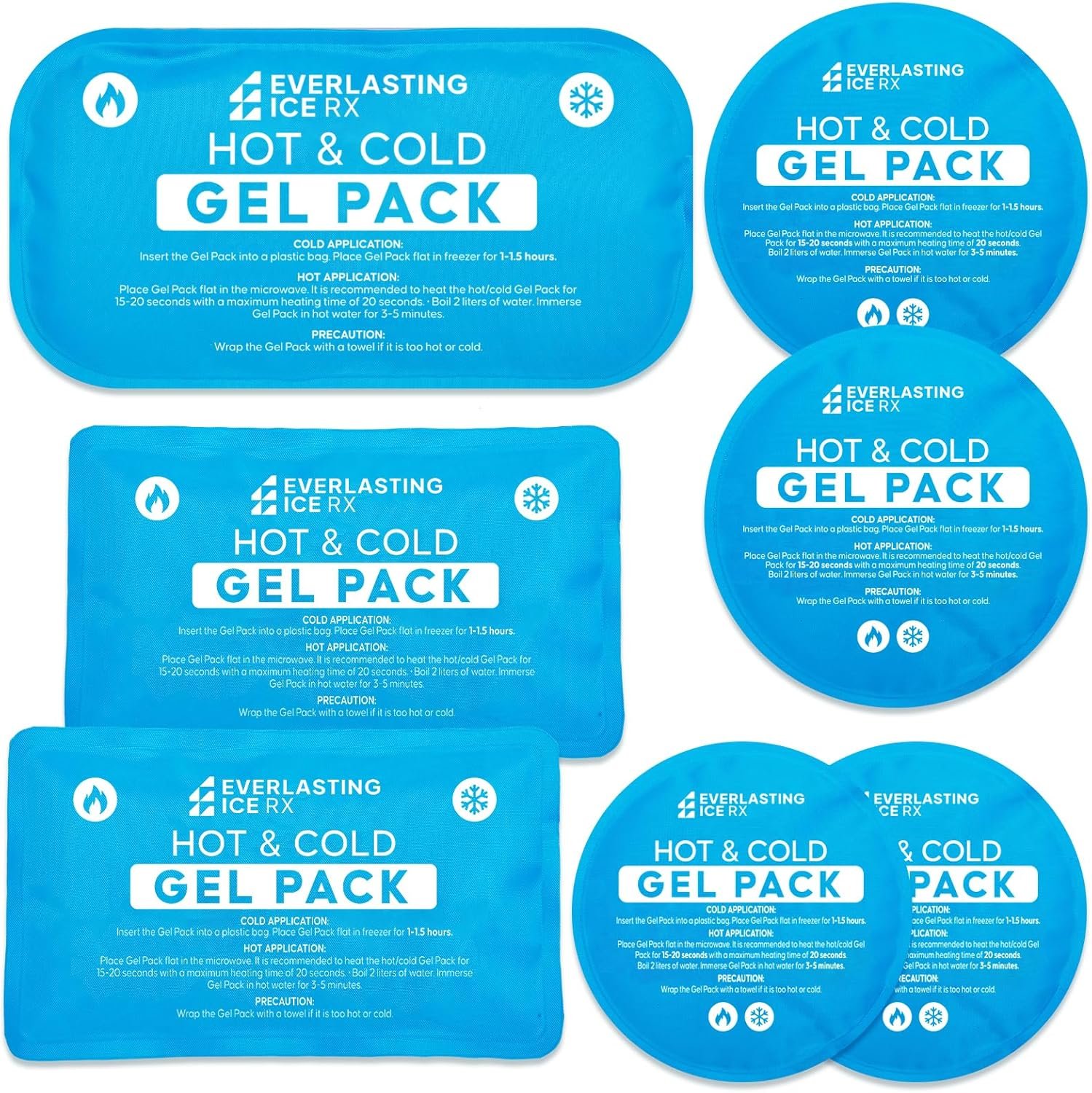 Reusable Hot and Cold Gel Ice Packs for Injuries – 7 Pack Variety Gel Ice Pack Set – Hot and Cold Therapy Solution for Injuries, Cold Packs for Pain Relief – Ice Packs for Injuries Reusable