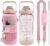 Half Gallon Water Bottle with Sleeve, 64OZ Motivational Water Bottle with Straw & Time Marker, BPA Free Leakproof Gym for Sport Workout