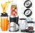 Ganiza Smoothie Blender, 900W Blenders for Shakes and Smoothies, 15-Piece Personal Blender and Grinder Combo for Kitchen, Smoothies Maker with 4 BPA-Free Portable Cup, Nutritious Recipe